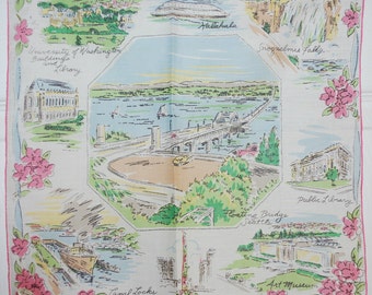 Vintage Floating Bridge of Seattle Souvenir Handkerchief
