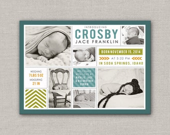 Baby Boy Birth Announcement - Crosby