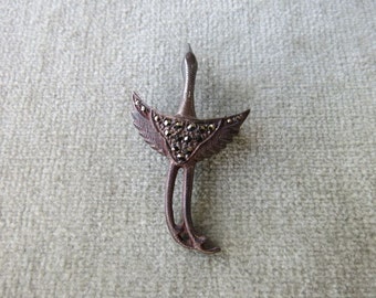 925 Silver and Marcasite Flying Crane Brooch