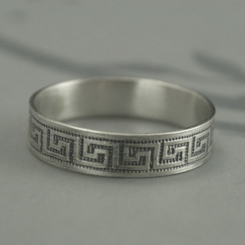Greek Key RingSterling Silver Wedding BandGrecian Maze