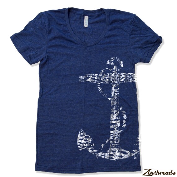 Women's Vintage ANCHOR t shirt american apparelS M L XL (16 Colors ...