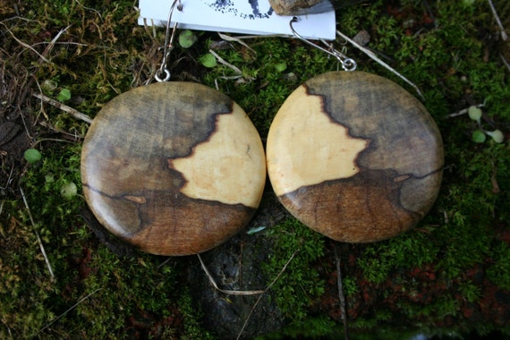 Earrings in Rare Incredible Wood   Boho Natural  Wood 1 3/4  in.  tall.Jewelry  06