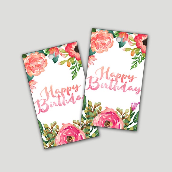 Gift Tag Printables Happy Birthday Floral