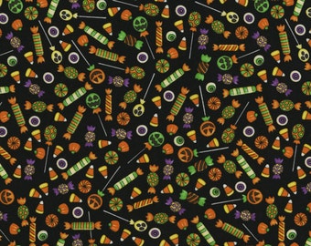 Black Candy Halloween Fabric - RJR - 1984 - A Haunting we will go!
