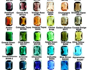 Hand Cut Glass Jewel 10x14mm Octagon Faceted Pointed Back - Pick Your Colors -6pcs