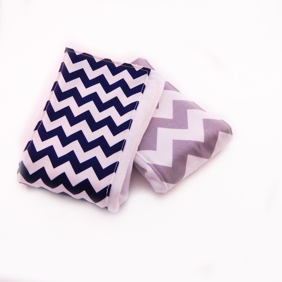 Chevron Burp Cloths Boy - set of 2 - Your Choice Navy Gray Boy Burp Cloth // Cotton Diaper Burp Cloth / Baby Shower Gift