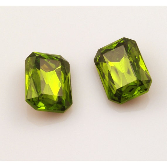 Olivine Green Faceted Glass Jewels Czech by