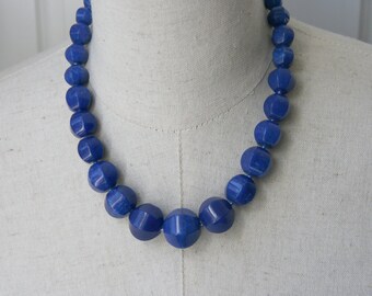 Sapphire Cobalt Blue Chunky Beaded Necklace