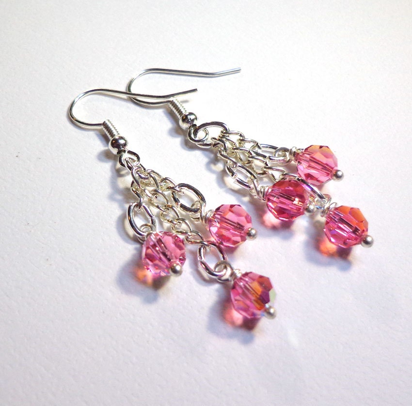 Jewelry Earrings Rose Pink Swarovski Austrian Crystals