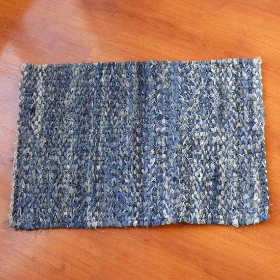 Denim Blue Twined Rag Rug by SnowmanCollector on Etsy