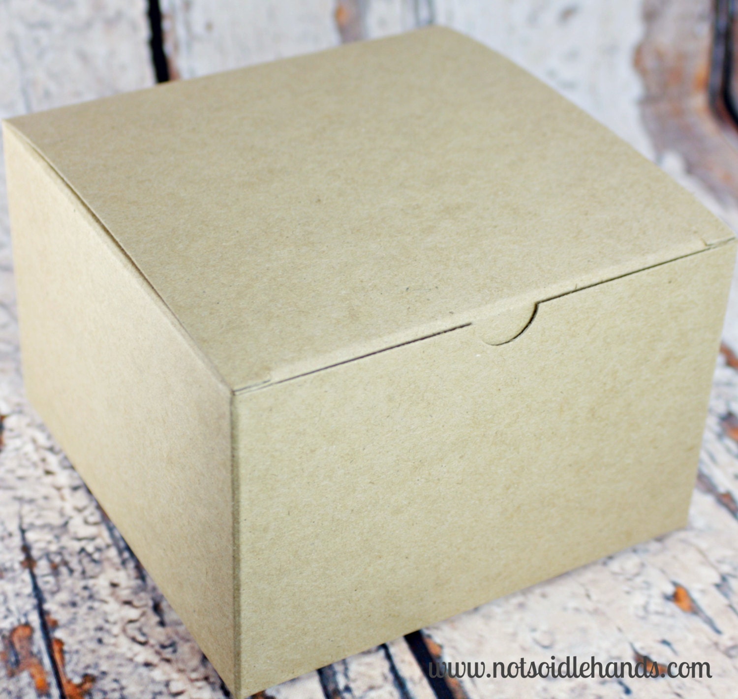 Set of 12 Kraft Tabbed Treat Boxes Box 6x6x4 for Favors