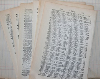 15 Vintage French/English Dictionary of Pages