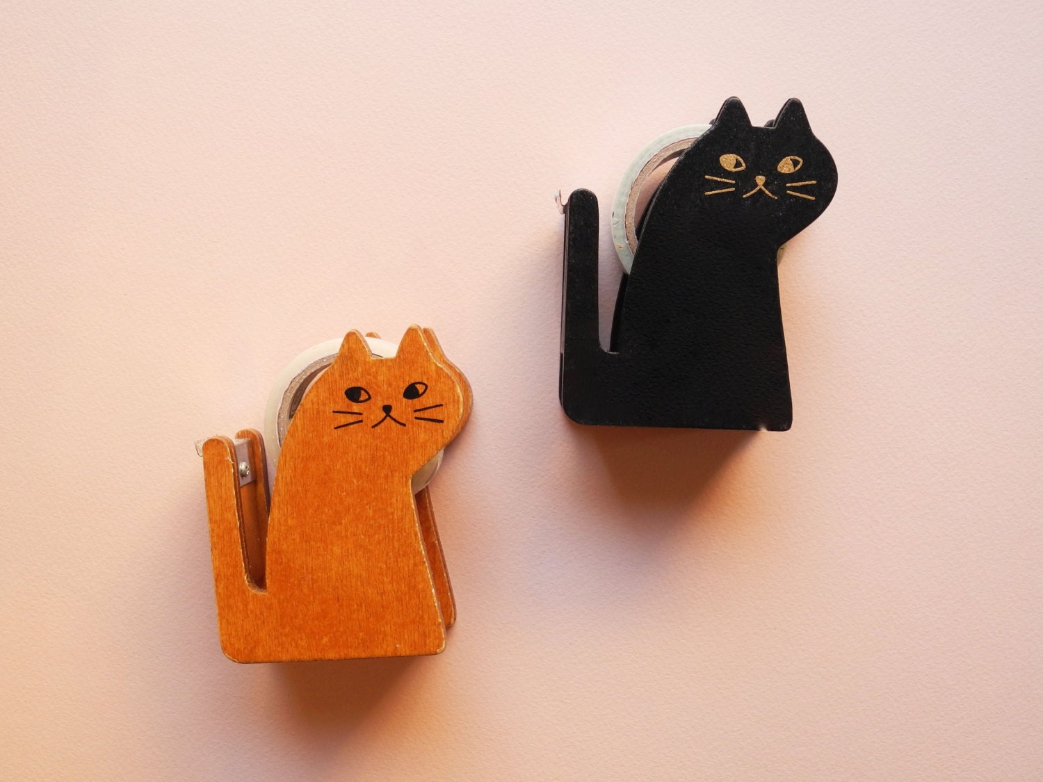 Cute Wooden Cat Tape Dispenser