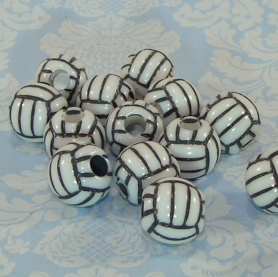 24 VolleyBall Beads Plastic Volley Ball Beads Bulk by beadgiant