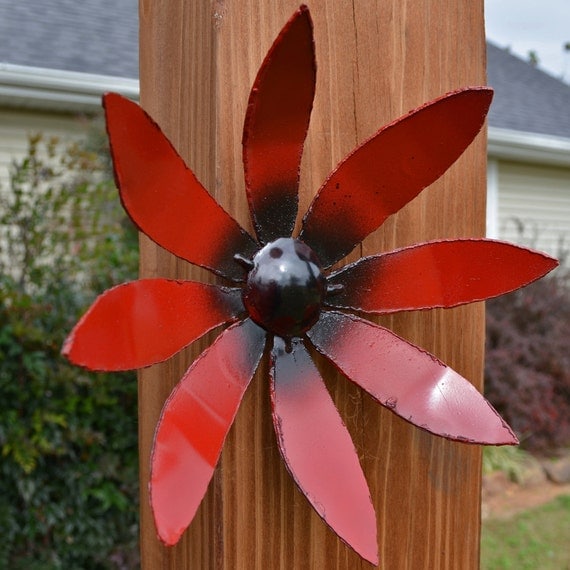 Jeu de fer fleur accent fleur en métal jardin par dwcmetals Noir clôture décor