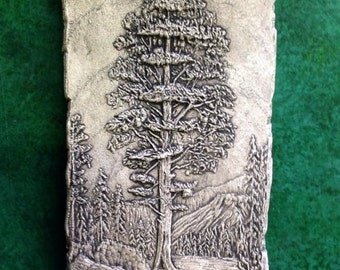 Redwood Tree Ceramic Pottery Porcelain Relief Tile