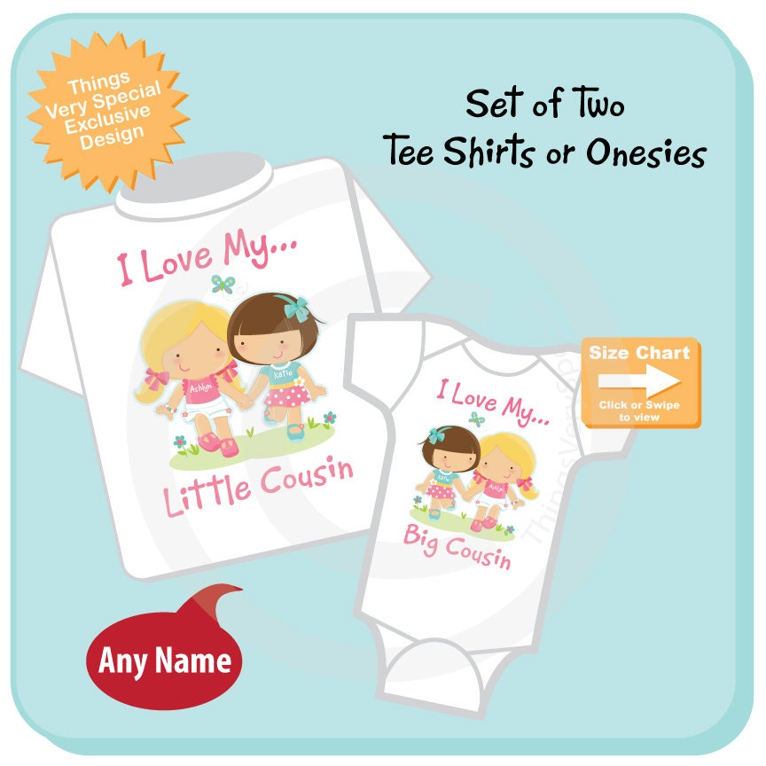 Set of Two Personalized I love my little cousin /big cousin