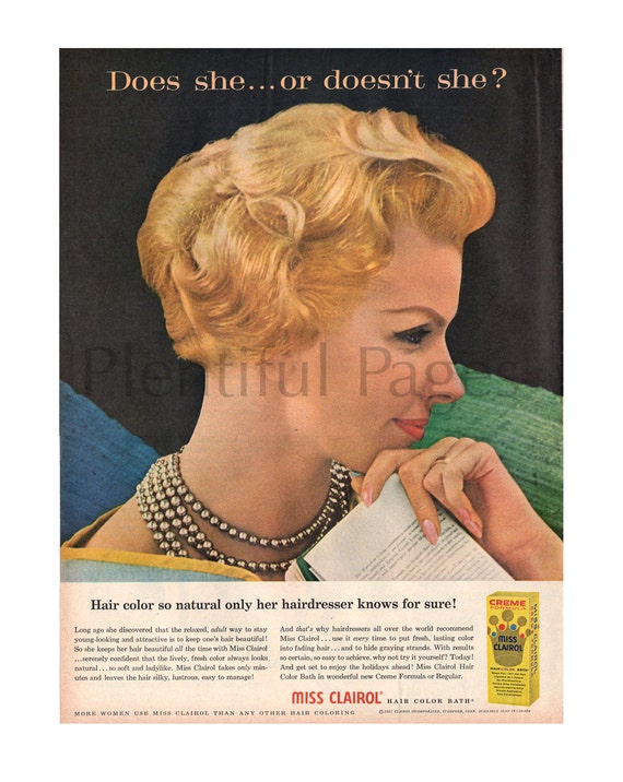 1957 Miss Clairol Hair Color Vintage Ad Does She...or