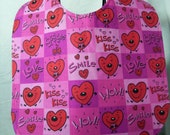 XL Baby / Toddler Bib Valentines Day Silly Hearts Handmade