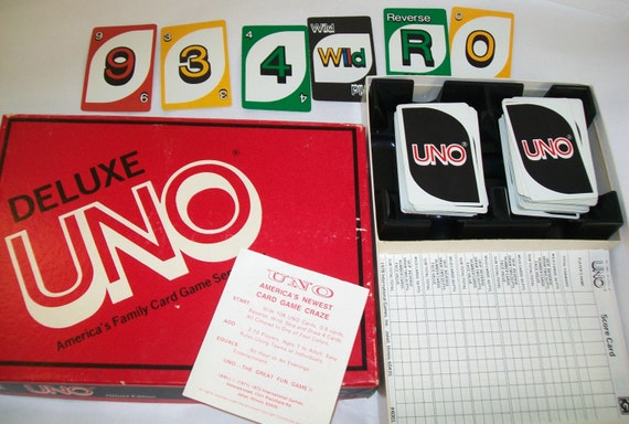 SALE Vintage Uno Game Deluxe Edition 1970s 1973 card