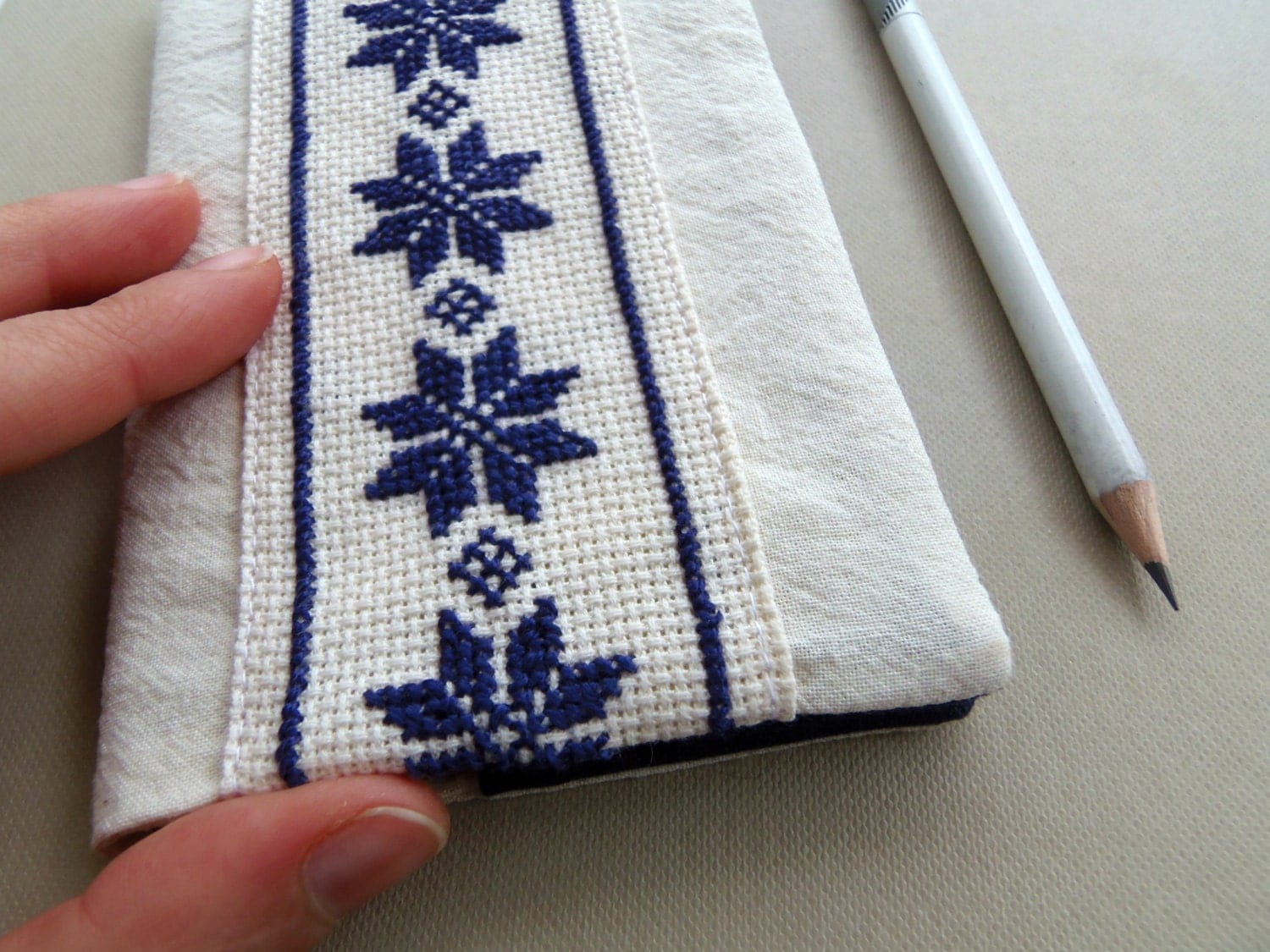 Copertina per taccuino moleskine in stoffa crema di madamerenard