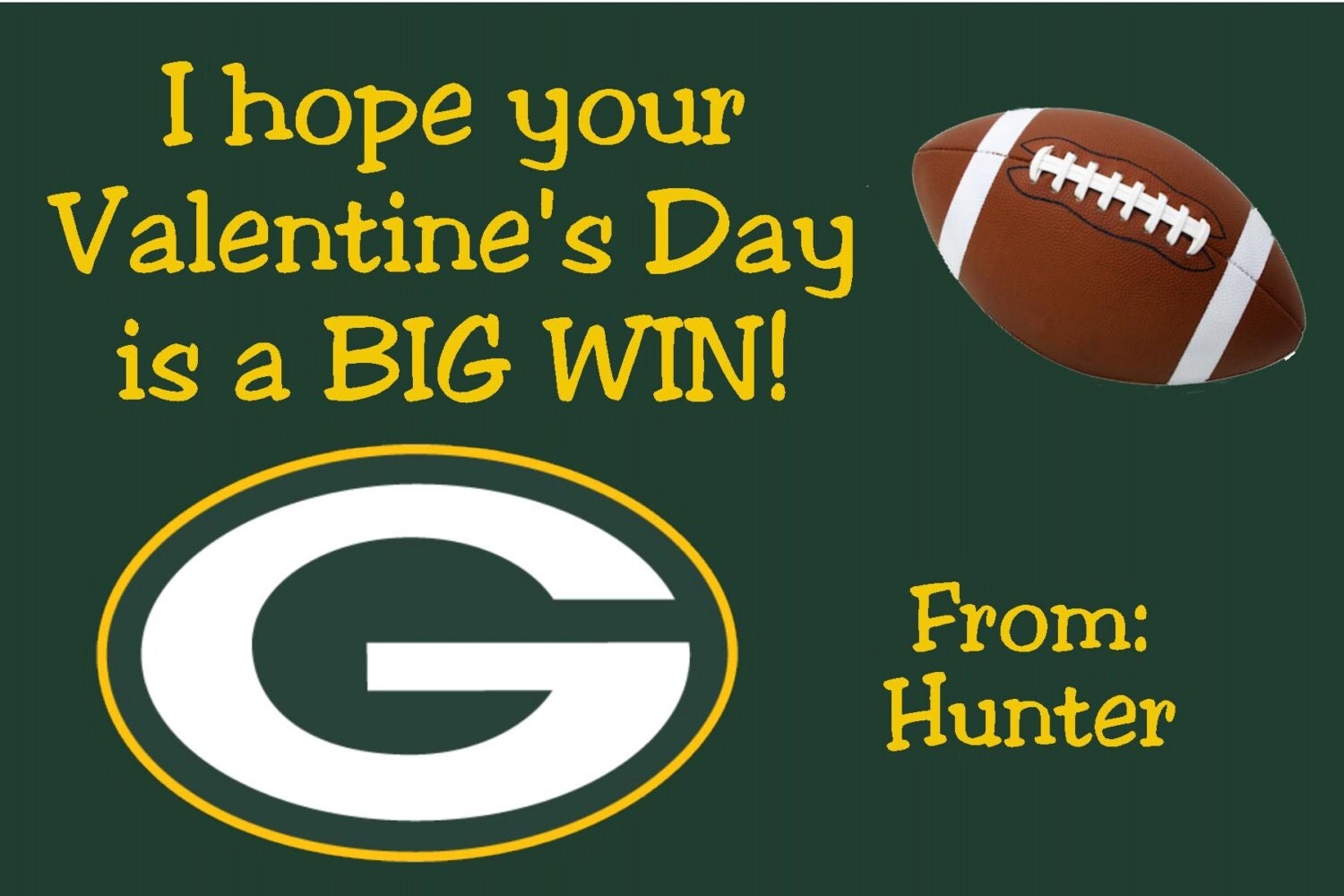 Green Bay Packers Valentine's Day Printable by SewWonderfullyJamie