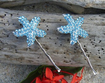 Beach Wedding Hair Accessories,Starfish Hair Pins,Starfish Hair Accessories,Bridesmaid Hair Accessories,Beach Bride,Blue Hair Pins