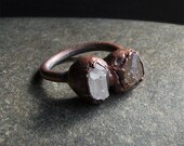 Raw Crystal Tibetan Quartz Ring Dual Gemstone Cocktail Ring Size 6 Artisan Clear Minimal Gemstone Jewelry Handmade For Her