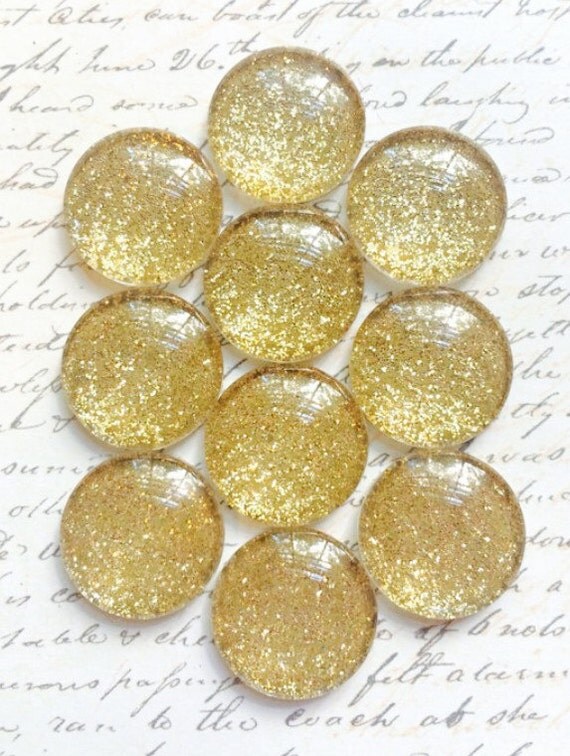 10 Glass Push Pins Gold Push Pins Glitter Push by TheVelvetVine