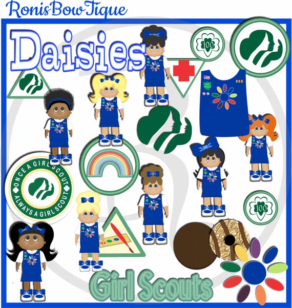 50 OFF GIRL SCOUT Daisies Instant Download Clip by RonisBowTique