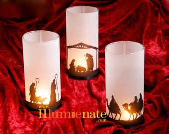 3 piece Nativity Set - Christmas present - Nativity Candle