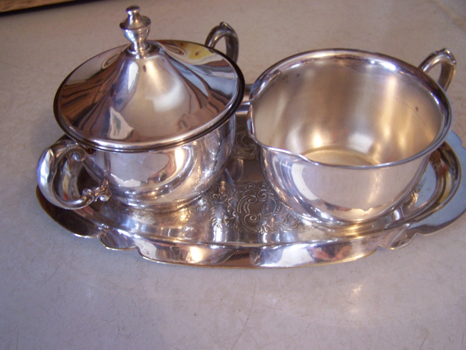Vintage Silver Plated Cream and Sugar Set Sheffield England