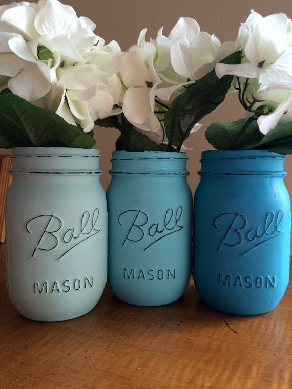 Ball Mason Jars Painted Jars Flower Jar Flower by JeanBeanGifts