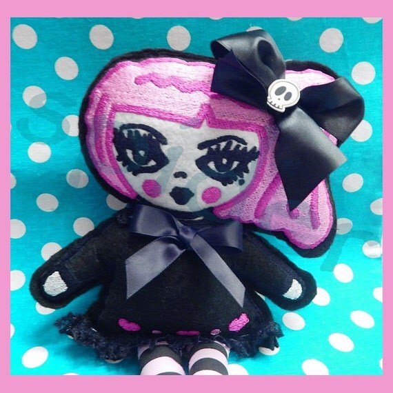 Creepy Cotton Candy TM Embroidered Doll Embroidery Spooky
