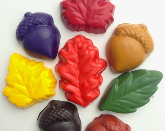 Crayons Natural Eco Friendly Handmade Soy Crayons Leaves and Acorns, Eco Toy, Gift for Kids, Kids Gift, Kids Craft, Party Favor, Birthday