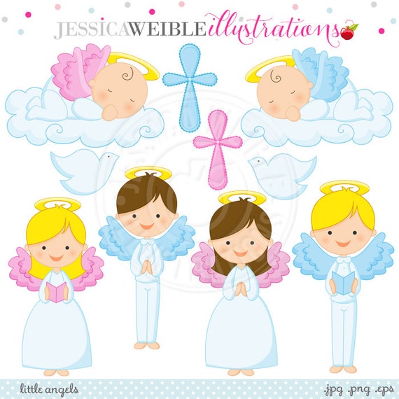 Little Angels Cute Digital Clipart for Invitations, Card Design, Scrapbooking, and Web Design, Religious Clipart Il_570xn