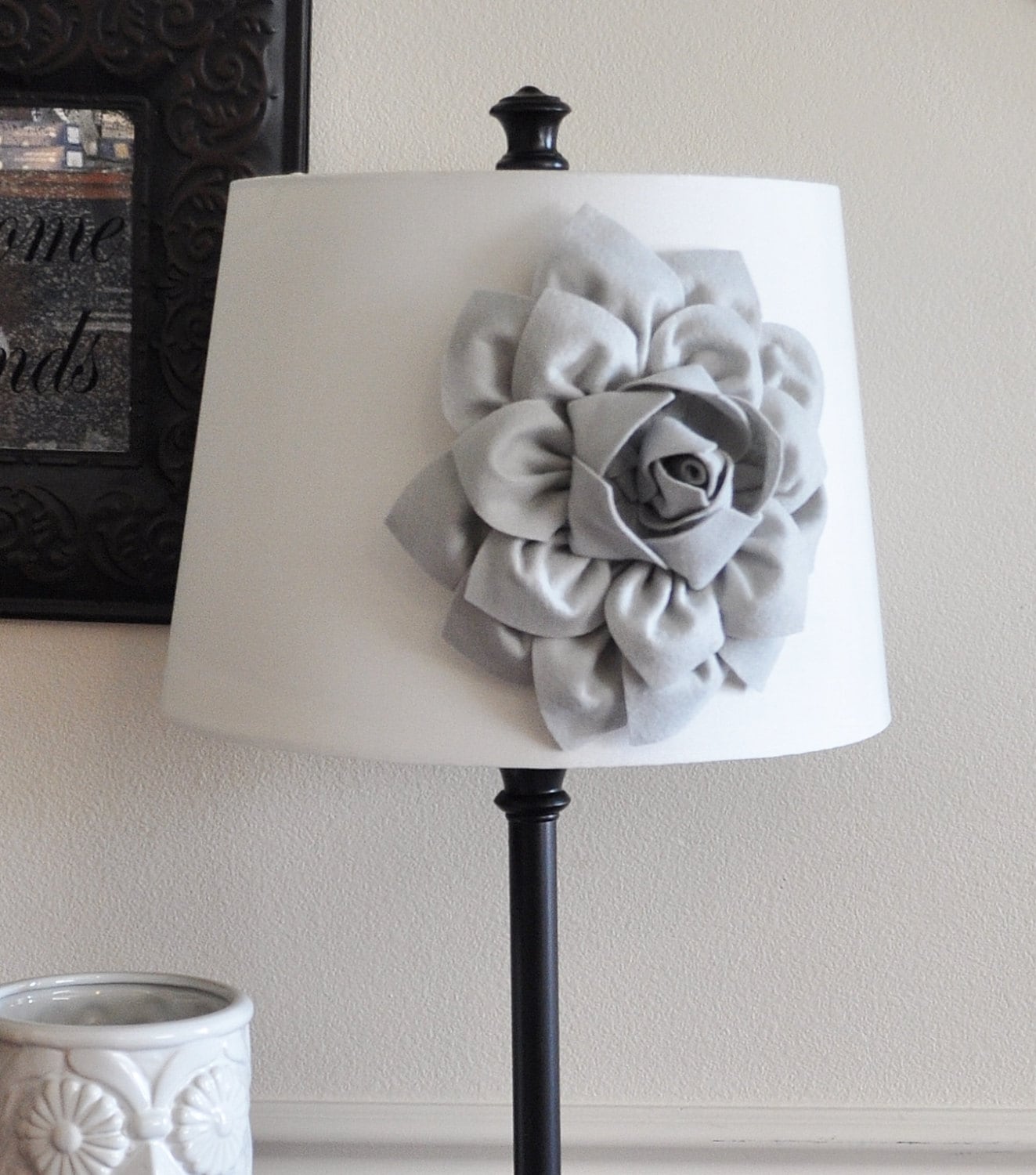 Gray Dahlia Lampshade Flower Accessory Lamp Shade