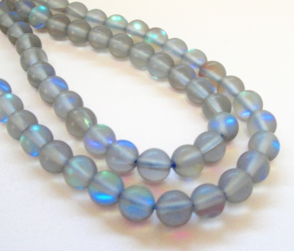 Moonstone Beads Blue Round Beads Synthetic Moonstone Beads