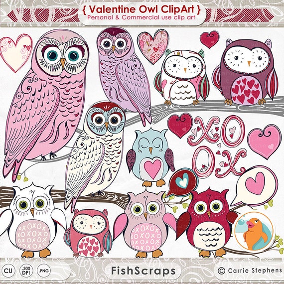 Valentine Owl ClipArt - Pink & Purple Owls - XOXO - Owl Digital Graphics - Valentine Cards - Instant Download - Pink and Purple Il_570xn