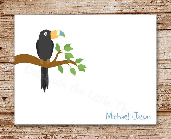 Set of 8 Toucan Note Cards, Notecards | Personalized Stationery, Stationary | Jungle, Bird, Zoo Cards Il_570xn