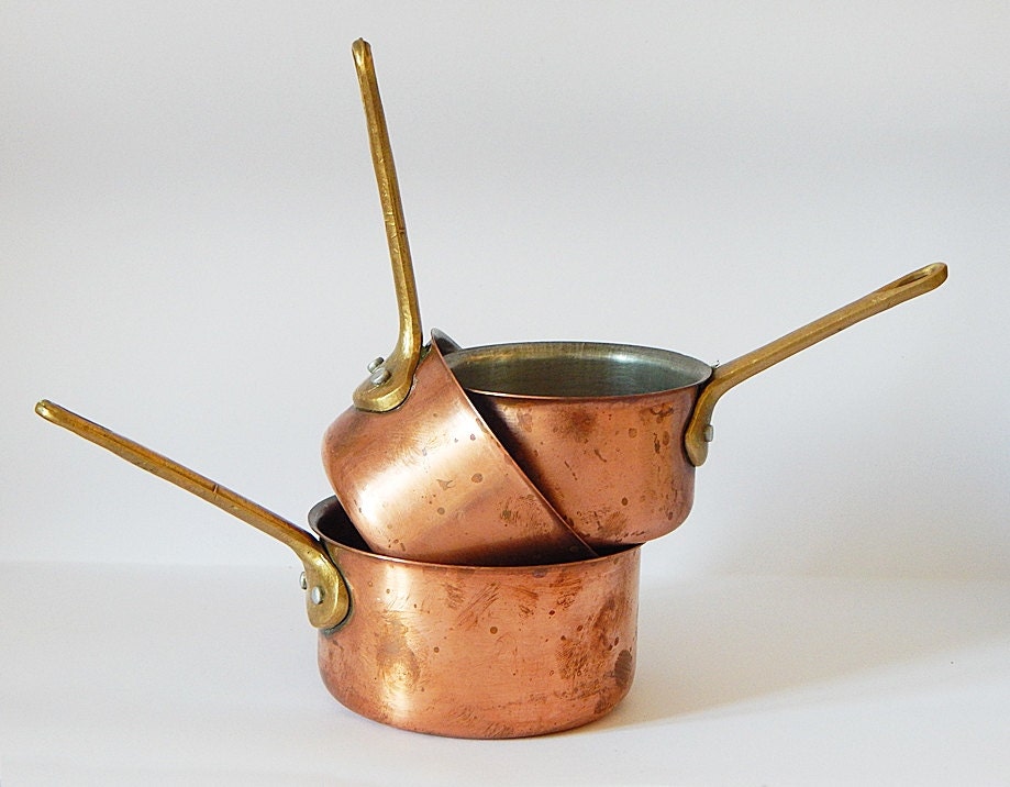 french copper pots SMALL cooking pots for sauces