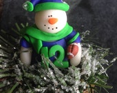12 Man Seahawks Snowman Birds Nest Ornament by Kim Lugar