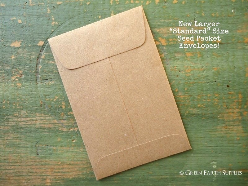 100 Standard Seed Envelopes Kraft Brown Standard Size Seed