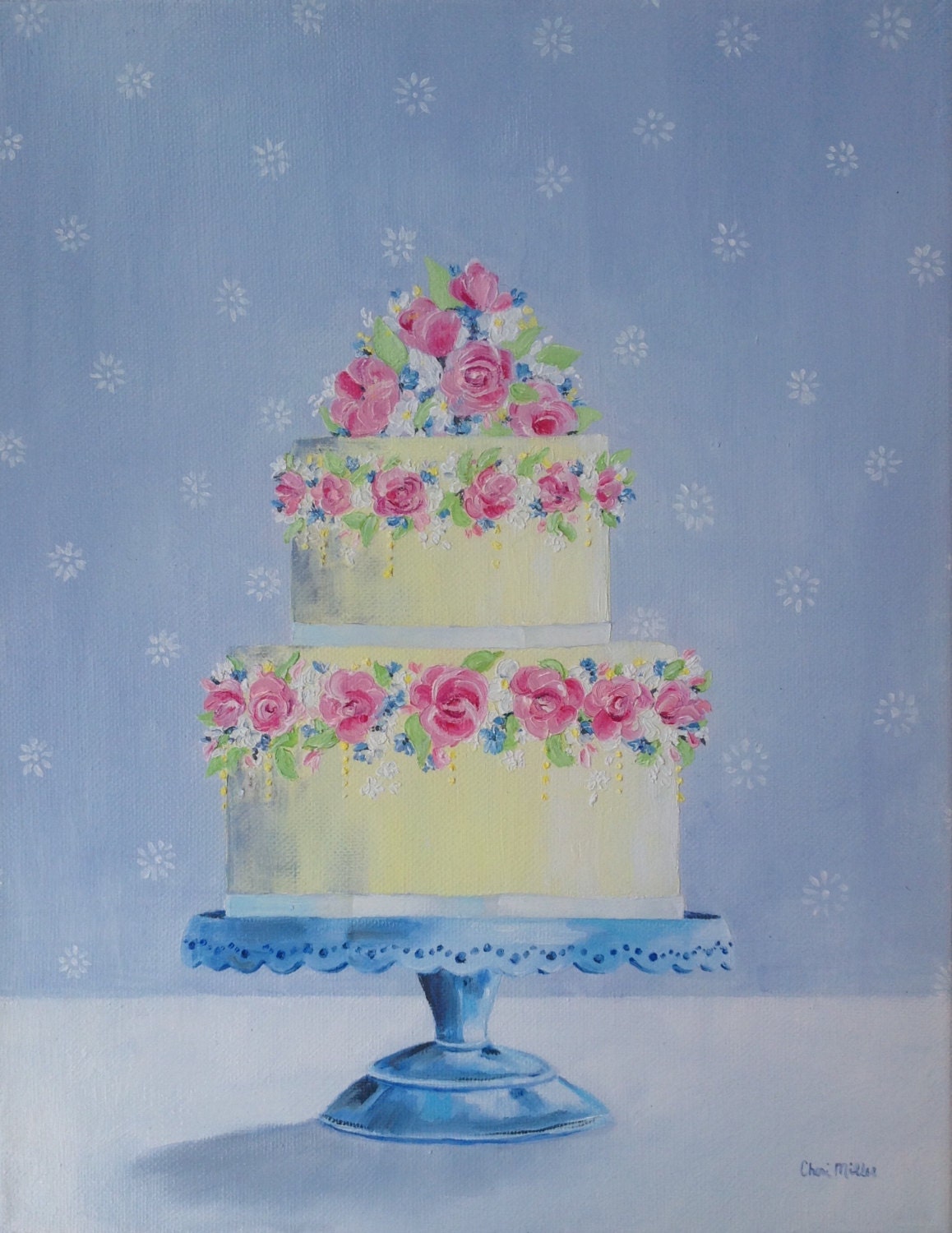 Fine Art Print Print Of Oil Painting Wedding Cake Birthday   Il Fullxfull.695918893 D355 