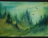 art painting aceo SFA original fantasy impressions landscape 975