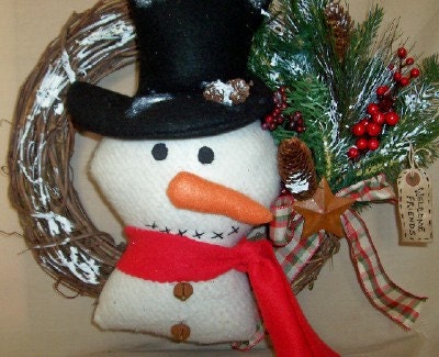 Snowman Christmas Wreath. Handmade by Talena Bacon