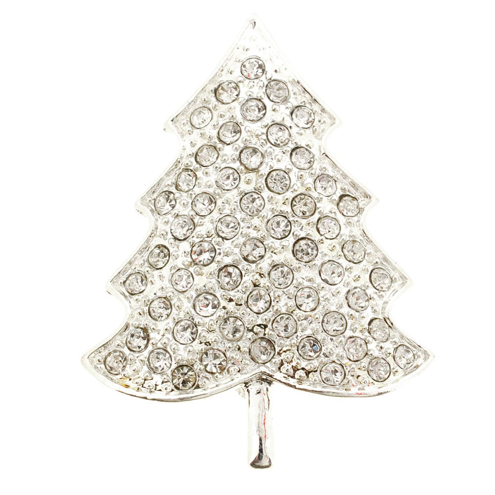 Silver Crystal Christmas Tree Brooch 1001742