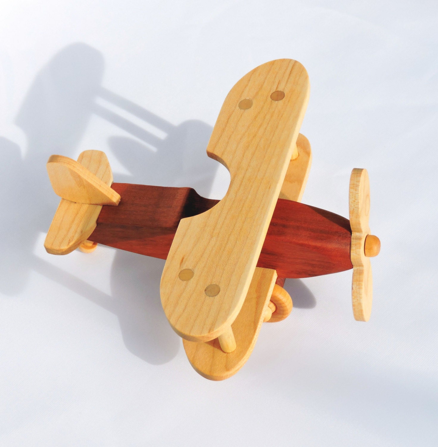 Wooden Toy Plane Classic Biplane All Hardwood