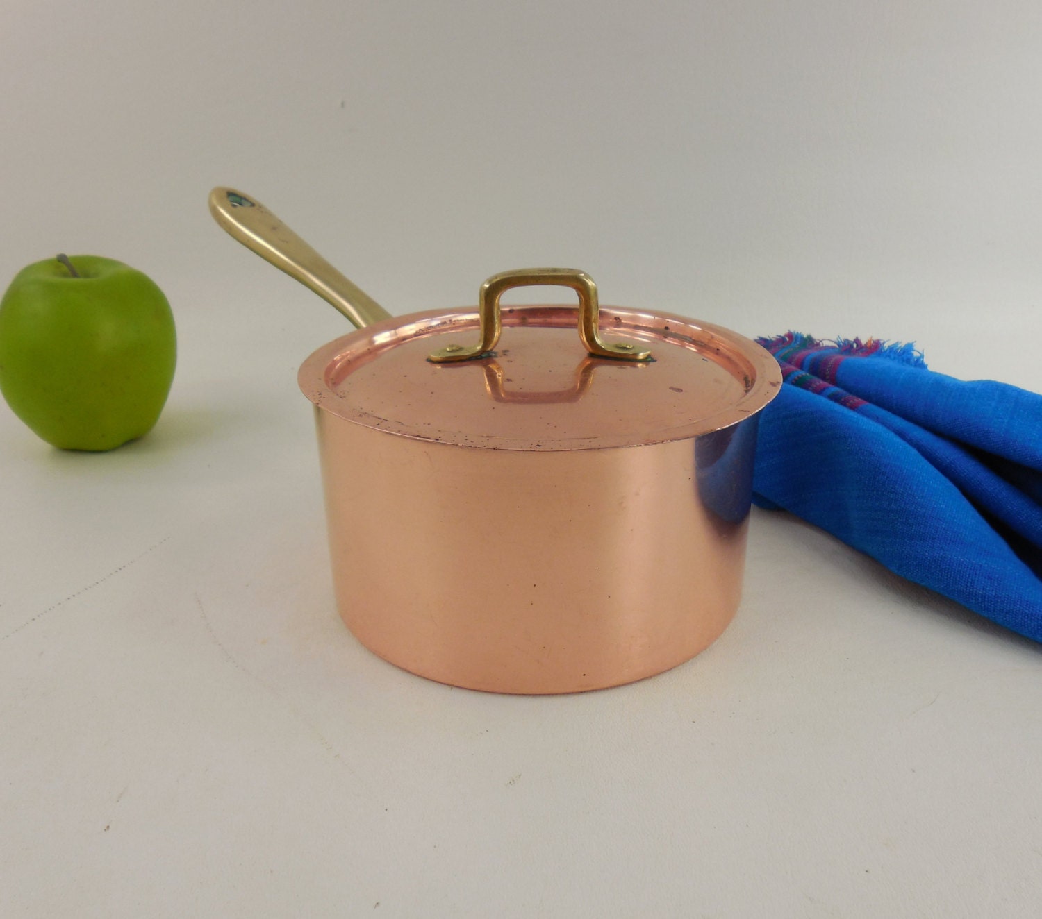 Solid Copper Cookware 11/4 Qt Saucepan Pot Lid by oldetymestore