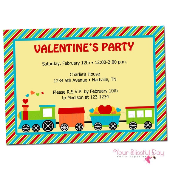 PRINTABLE Valentine's Day Train Party Invitations Il_570xn